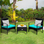  - 3 Pieces Patio Wicker Rattan Furniture Set with Cushion for Lawn Backyard - Outdoor Style Company