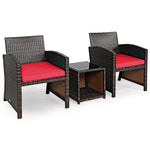  - 3 Pieces PE Rattan Wicker Furniture Set with Cushion Sofa Coffee Table for Garden - Outdoor Style Company