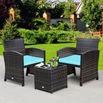  - 3 Pieces PE Rattan Wicker Furniture Set with Cushion Sofa Coffee Table for Garden - Outdoor Style Company