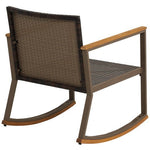  - 3 Pieces Rattan Rocking Bistro Set with Coffee Table and Cushions - Outdoor Style Company