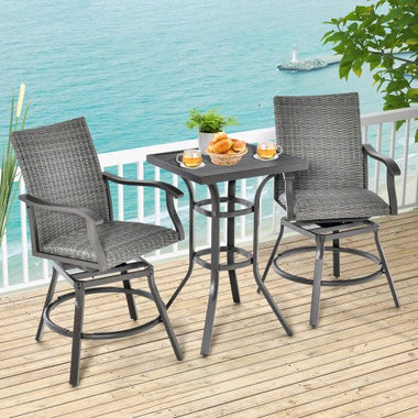  - 3 Pieces Swivel Bar Set with 4D Air Fiber Cushion - Outdoor Style Company