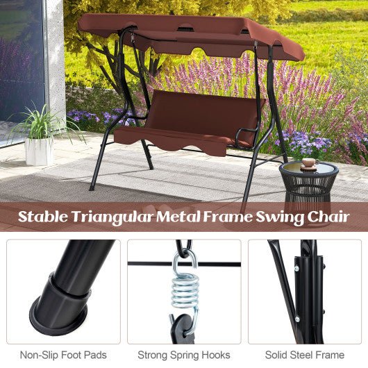  - 3 Seat Outdoor Patio Canopy Swing with Cushioned Steel Frame - Outdoor Style Company