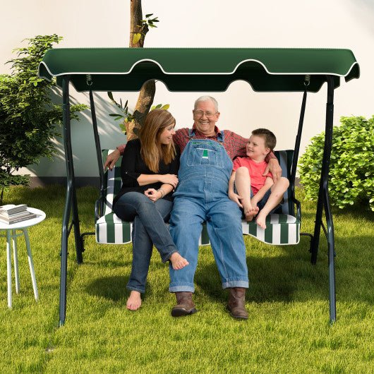  - 3 Seat Outdoor Patio Canopy Swing with Cushioned Steel Frame - Outdoor Style Company