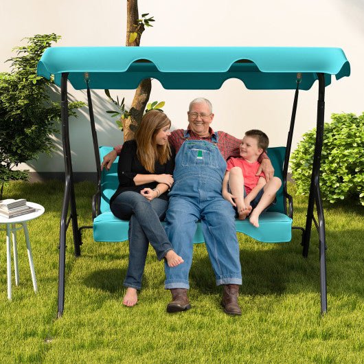  - 3 Seat Outdoor Patio Canopy Swing with Cushioned Steel Frame - Outdoor Style Company