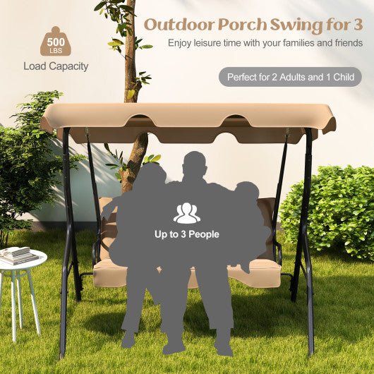  - 3 Seat Outdoor Patio Canopy Swing with Cushioned Steel Frame - Outdoor Style Company