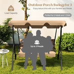  - 3 Seat Outdoor Patio Canopy Swing with Cushioned Steel Frame - Outdoor Style Company