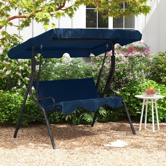  - 3 Seat Outdoor Patio Canopy Swing with Cushioned Steel Frame - Outdoor Style Company