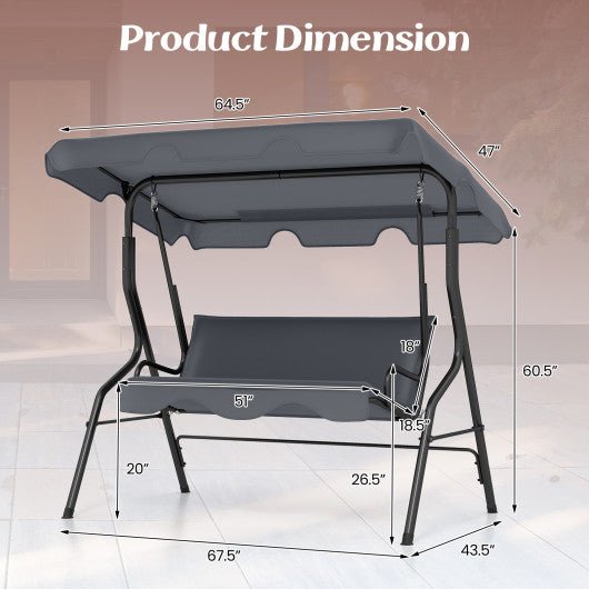  - 3 Seat Outdoor Patio Canopy Swing with Cushioned Steel Frame - Outdoor Style Company