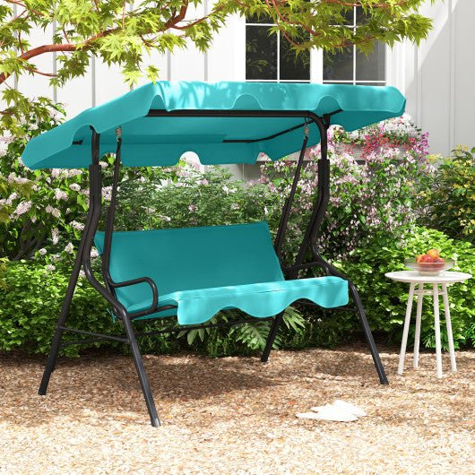  - 3 Seat Outdoor Patio Canopy Swing with Cushioned Steel Frame - Outdoor Style Company