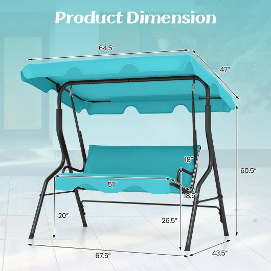  - 3 Seat Outdoor Patio Canopy Swing with Cushioned Steel Frame - Outdoor Style Company