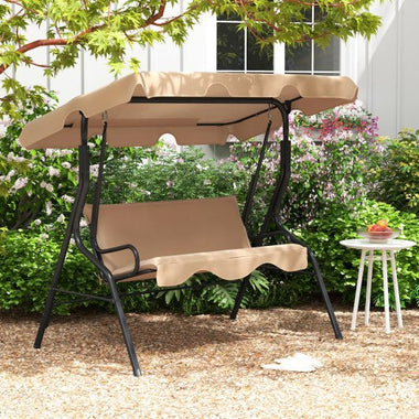  - 3 Seat Outdoor Patio Canopy Swing with Cushioned Steel Frame - Outdoor Style Company