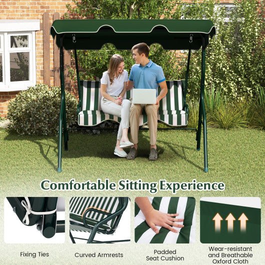  - 3 Seat Outdoor Patio Canopy Swing with Cushioned Steel Frame - Outdoor Style Company