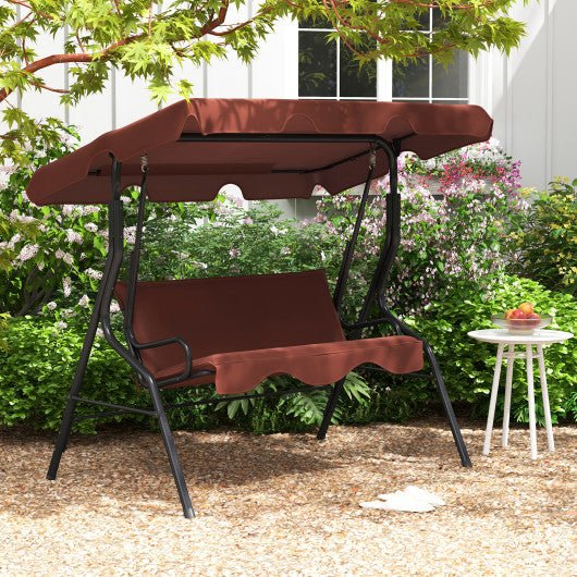  - 3 Seat Outdoor Patio Canopy Swing with Cushioned Steel Frame - Outdoor Style Company