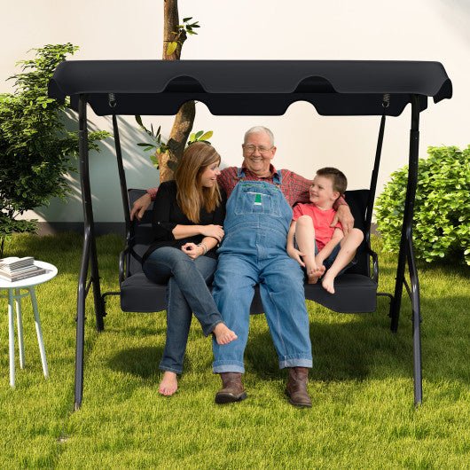  - 3 Seat Outdoor Patio Canopy Swing with Cushioned Steel Frame - Outdoor Style Company