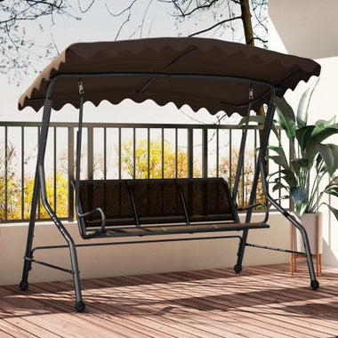  - 3 - Seat Outdoor Porch Canopy Swing with Adjustable Shading - Outdoor Style Company