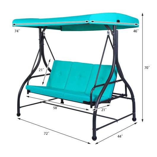  - 3 Seats Converting Outdoor Swing Canopy Hammock with Adjustable Tilt Canopy - Outdoor Style Company