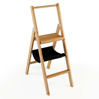  - 3 Step Foldable Bamboo Step Ladder Stool with Tool Storage Bag - Outdoor Style Company