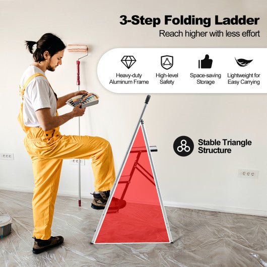  - 3 - Step Ladder Aluminum Folding Step Stool with Non - Slip Pedal and Footpads - Outdoor Style Company
