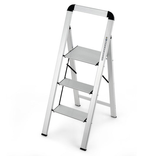  - 3 - Step Ladder Aluminum Folding Step Stool with Non - Slip Pedal and Footpads - Outdoor Style Company