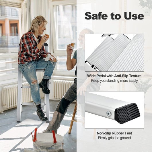  - 3 - Step Ladder Aluminum Folding Step Stool with Non - Slip Pedal and Footpads - Outdoor Style Company