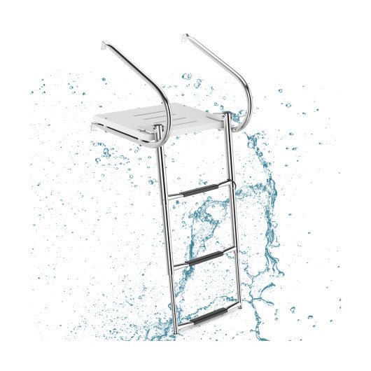  - 3 - Step Telescoping Boat Ladder with Fiberglass Platform and Handrails - Outdoor Style Company