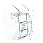  - 3 - Step Telescoping Boat Ladder with Fiberglass Platform and Handrails - Outdoor Style Company