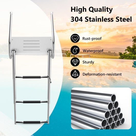  - 3 - Step Telescoping Boat Ladder with Fiberglass Platform and Handrails - Outdoor Style Company