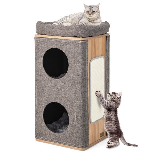  - 3 - Story Cat House with Scratching Board for Indoor Cats - Outdoor Style Company