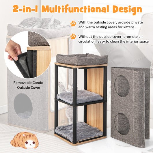  - 3 - Story Cat House with Scratching Board for Indoor Cats - Outdoor Style Company