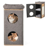  - 3 - Story Cat House with Scratching Board for Indoor Cats - Outdoor Style Company
