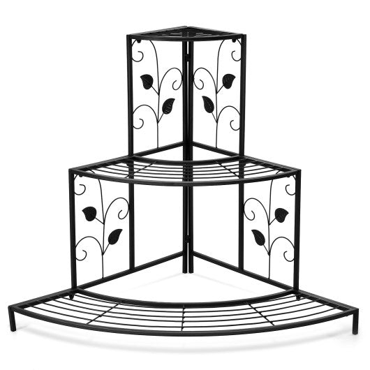  - 3 Tier Floral Corner Metal Plant Pot Rack - Outdoor Style Company