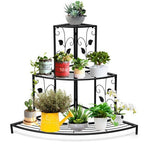  - 3 Tier Floral Corner Metal Plant Pot Rack - Outdoor Style Company