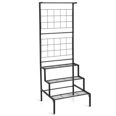  - 3 - Tier Hanging Plant Stand with Grid Panel Display Shelf - Outdoor Style Company