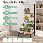  - 3 - Tier Hanging Plant Stand with Grid Panel Display Shelf - Outdoor Style Company