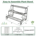  - 3 - Tier Mental Plant Stand with Grid Shelf - Outdoor Style Company