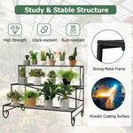  - 3 - Tier Mental Plant Stand with Grid Shelf - Outdoor Style Company