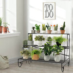  - 3 - Tier Mental Plant Stand with Grid Shelf - Outdoor Style Company