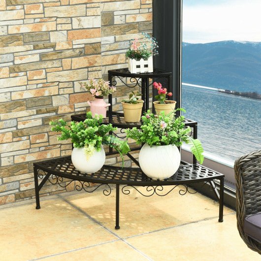  - 3 Tier Metal Corner Plant Display Rack - Outdoor Style Company