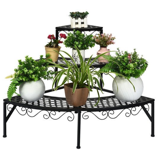  - 3 Tier Metal Corner Plant Display Rack - Outdoor Style Company