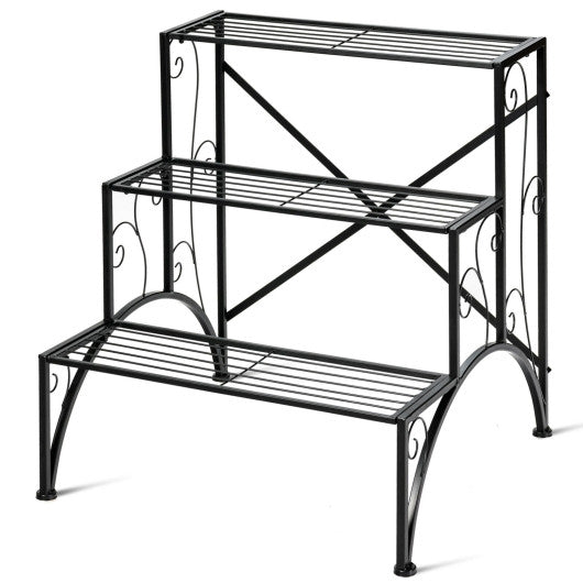  - 3 - Tier Metal Plant Rack Garden Shelf in Stair Style - Outdoor Style Company