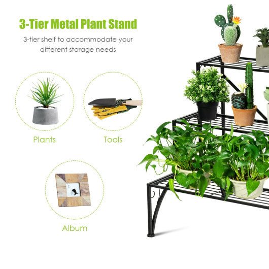  - 3 - Tier Metal Plant Rack Garden Shelf in Stair Style - Outdoor Style Company