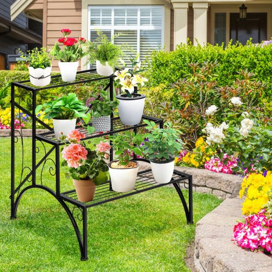  - 3 - Tier Metal Plant Rack Garden Shelf in Stair Style - Outdoor Style Company