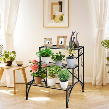  - 3 - Tier Metal Plant Rack Garden Shelf in Stair Style - Outdoor Style Company