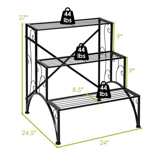  - 3 - Tier Metal Plant Rack Garden Shelf in Stair Style - Outdoor Style Company