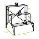  - 3 - Tier Metal Plant Rack Garden Shelf in Stair Style - Outdoor Style Company