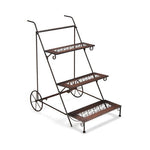  - 3 - Tier Metal Plant Stand with Wheels and Handle for Balcony - Outdoor Style Company