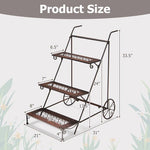  - 3 - Tier Metal Plant Stand with Wheels and Handle for Balcony - Outdoor Style Company