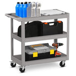  - 3 - Tier Metal Utility Cart Trolley Tool with Flat Handle and 2 Lockable Universal Wheels - Outdoor Style Company