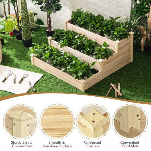  - 3 - Tier Raised Garden Bed Wood Planter Kit for Flower Vegetable Herb - Outdoor Style Company