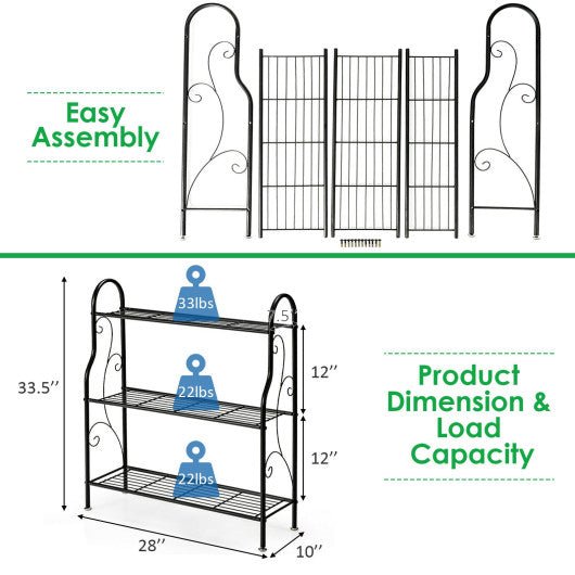  - 3 - Tier Scrollwork Designed Metal Plant Stand - Outdoor Style Company